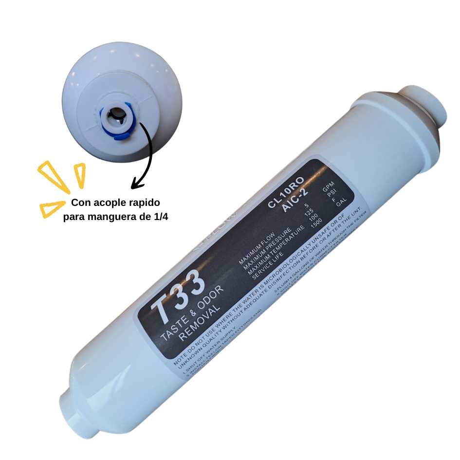 T 33 C acople rapido (1) Filtro T-33 P/dispenser De Agua -CTO in line c/ acople rapido - Image 1
