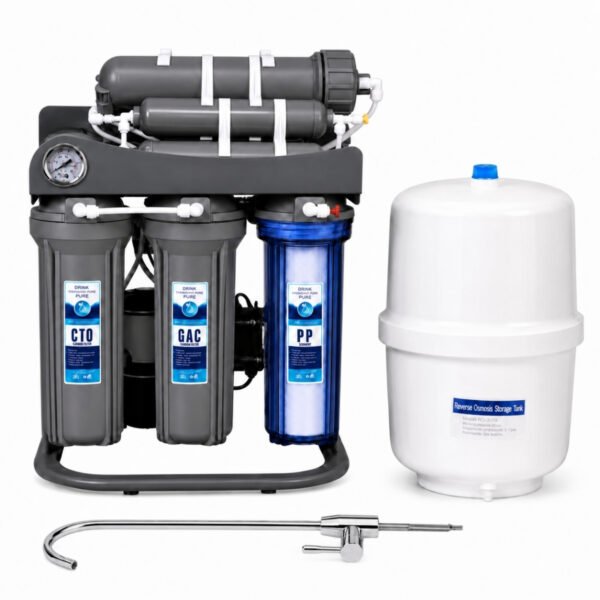 Equipo Osmosis inversa 6 etapas con bomba y tanque de reserva 757lts dia 200GPD