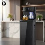 Dispenser de agua digital frío/calor con conexión directa a red y diseño vertical elegante.