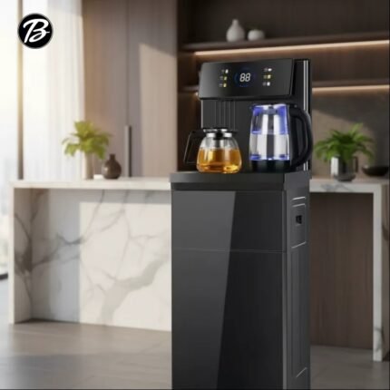 Dispenser de agua digital frío/calor con conexión directa a red y diseño vertical elegante.