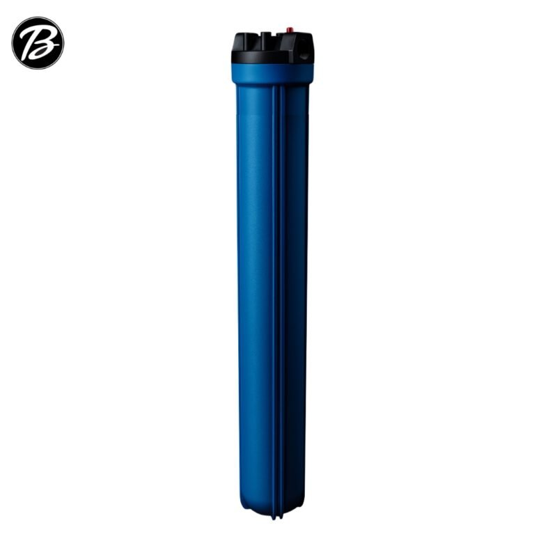 Carcasa portafiltro de agua azul 20 x 2.5 pulgadas con conexión NPT 3/4 para sistemas de ósmosis inversa y filtración domiciliaria