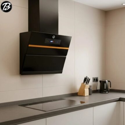 Campana extractora inteligente negra S9006 con panel de vidrio templado