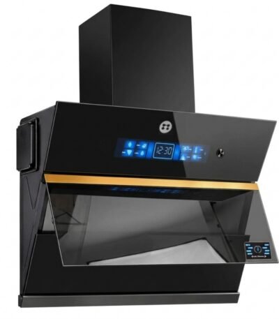 Campana extractora inteligente negra S9006 con panel de vidrio templado