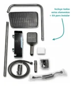 Columna de Ducha Inteligente Monocomando panel digital grande Negro MS084 - Image 6