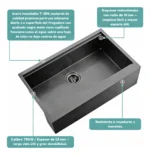 Set Grifo acero inoxidable + Bacha Cocina Acero Granero Rectangular Premium - Image 7