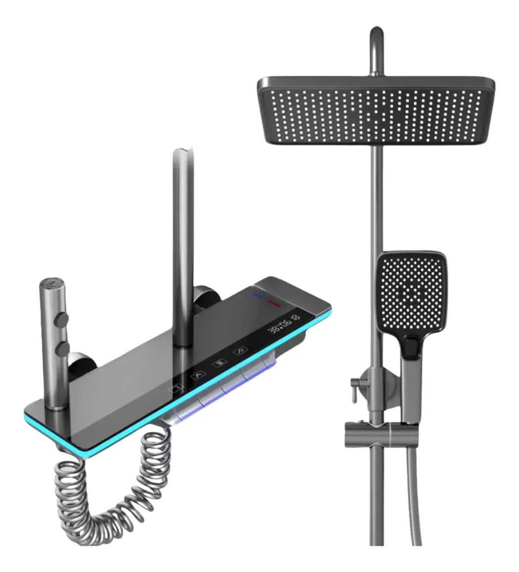 D_NQ_NP_2X_758223-MLA81179133362_122024-F Columna de Ducha Inteligente Monocomando panel digital chico Gris MS082 - Image 1