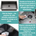 Set Grifo acero inoxidable + Bacha Cocina Acero Granero Rectangular Premium - Image 13